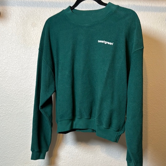 Madhappy Tops - Madhappy x Sweetgreen Terry Cloth Cropped Crewneck Sweatshirt in Kale Green
